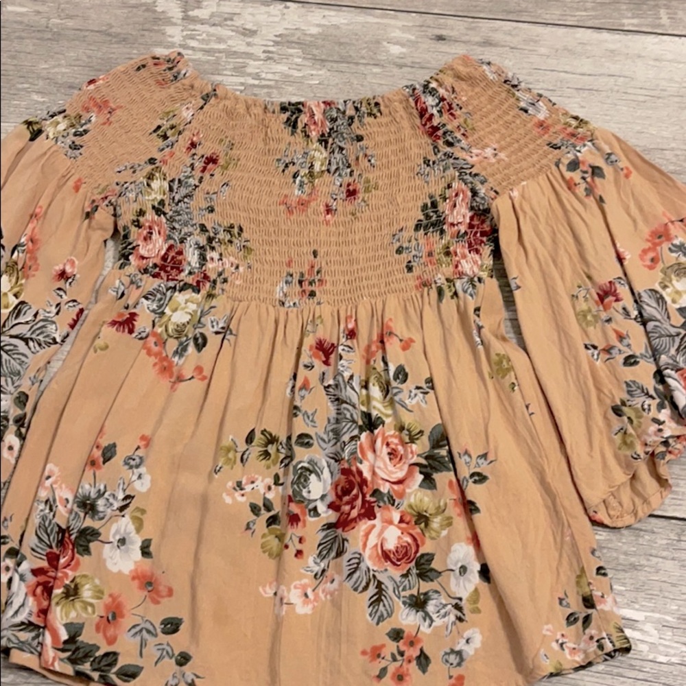 Floral light pink top, girls size large